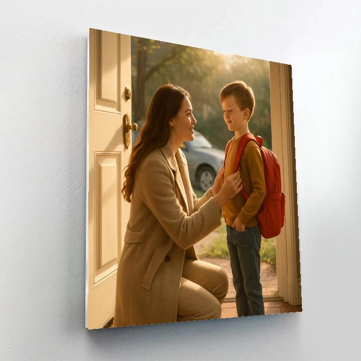 Mother Guiding First Day Of School Numbered painting kits
