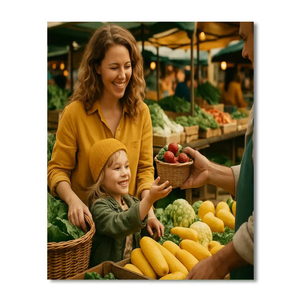 Mother And Child At Farmers Market paint by numbers