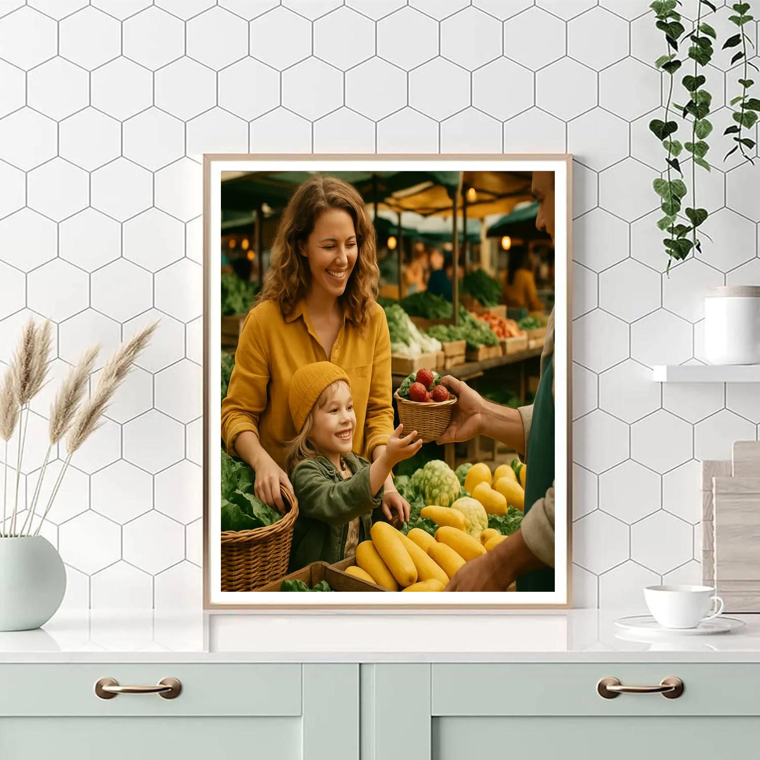 Mother And Child At Farmers Market paint by numbers