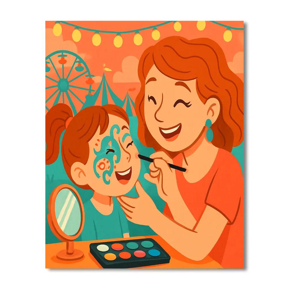 Mother And Child Painting Faces paint by color