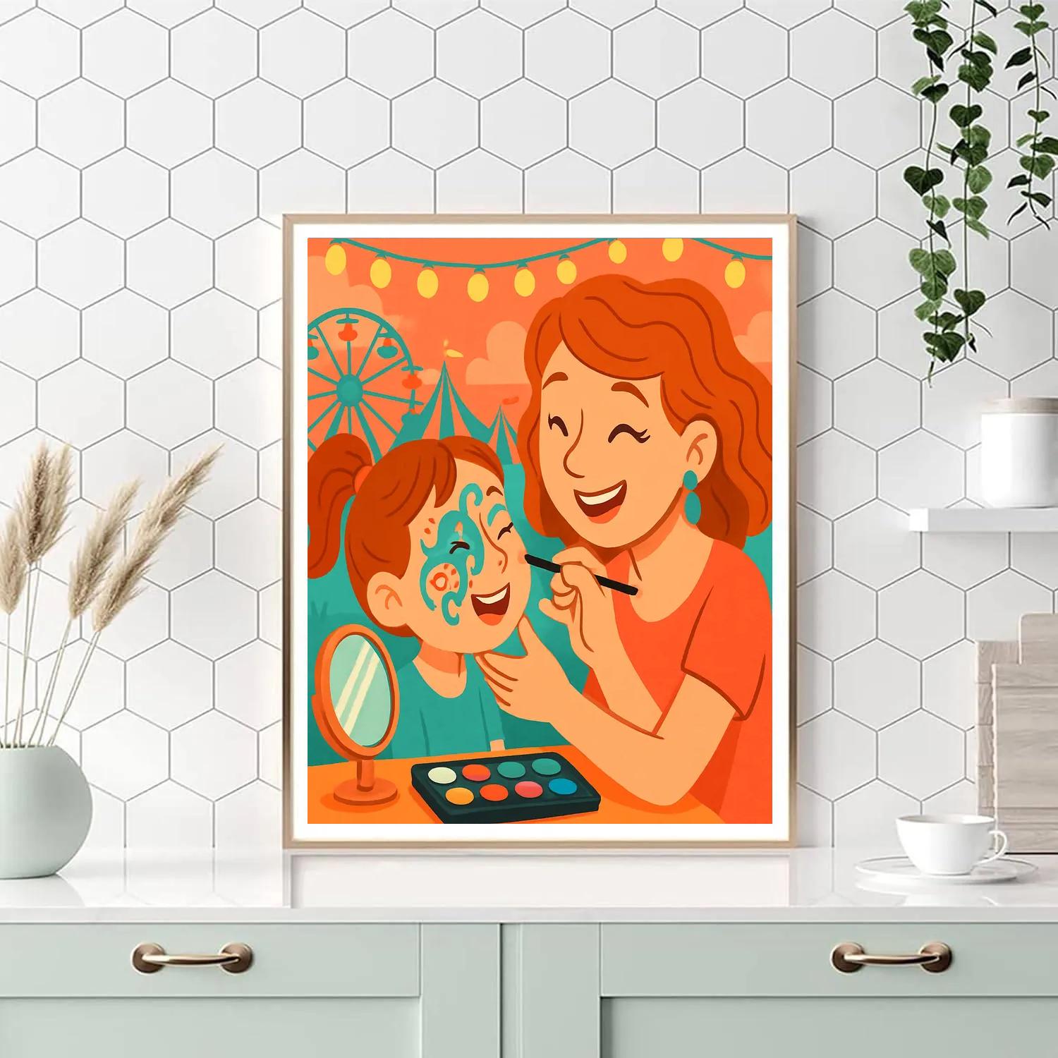 Mother And Child Painting Faces paint by color