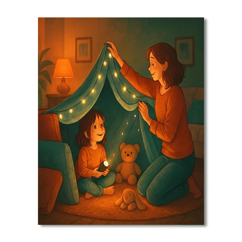 Mother And Child Building Fort DIY paint by numbers