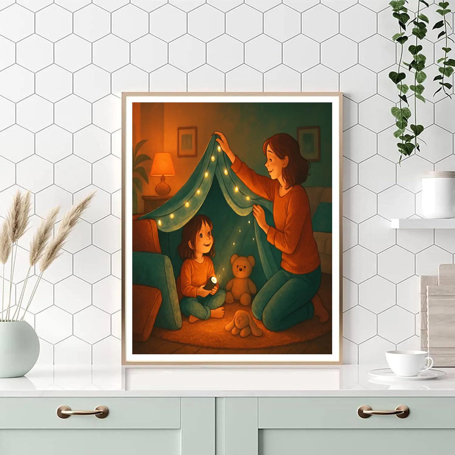 Mother And Child Building Fort DIY paint by numbers