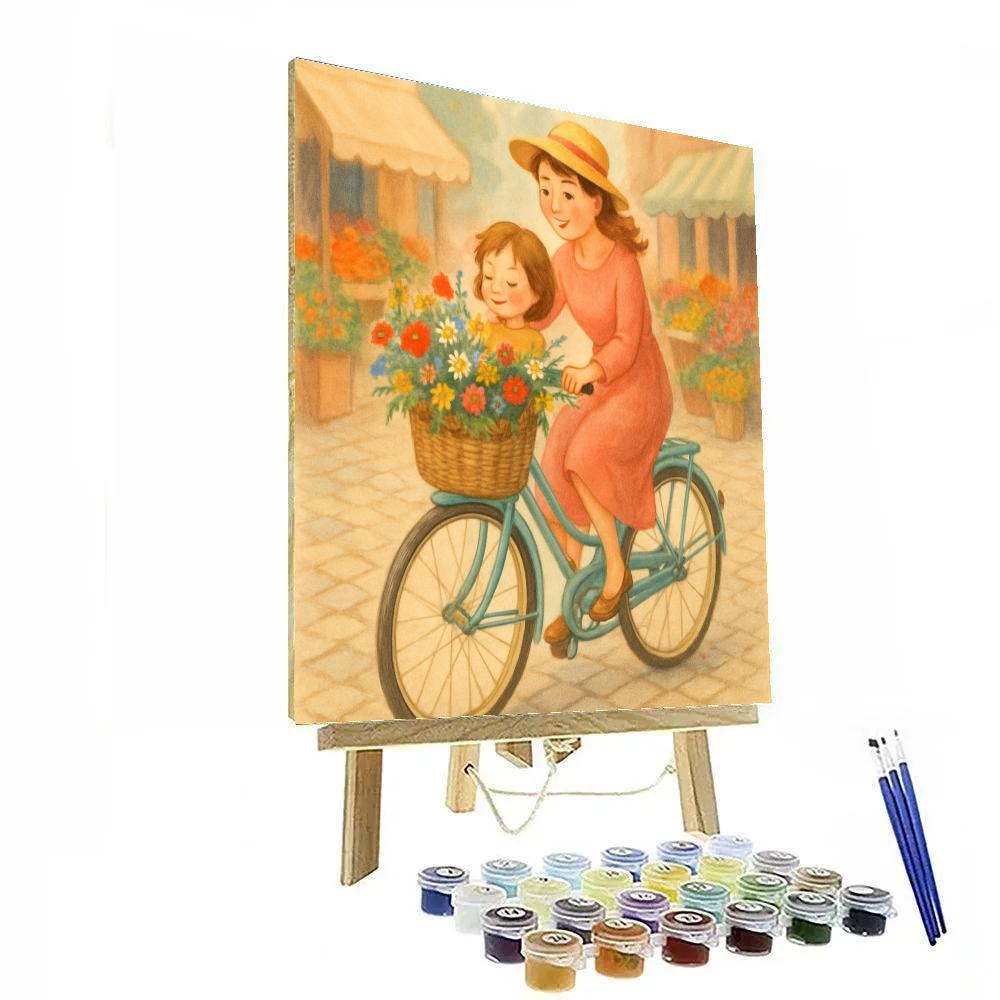 Bicycle Basket Flower Run Painting by numbers kit