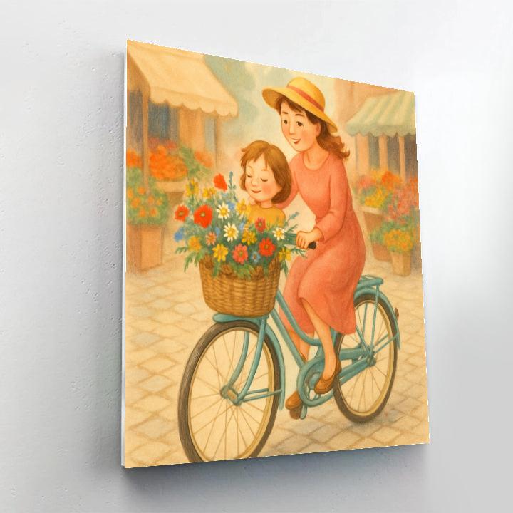 Bicycle Basket Flower Run Painting by numbers kit