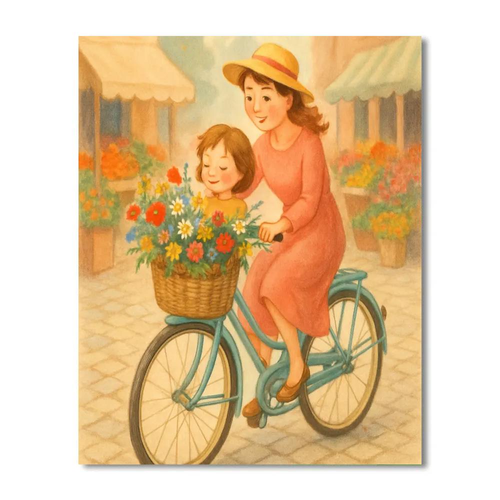 Bicycle Basket Flower Run Painting by numbers kit