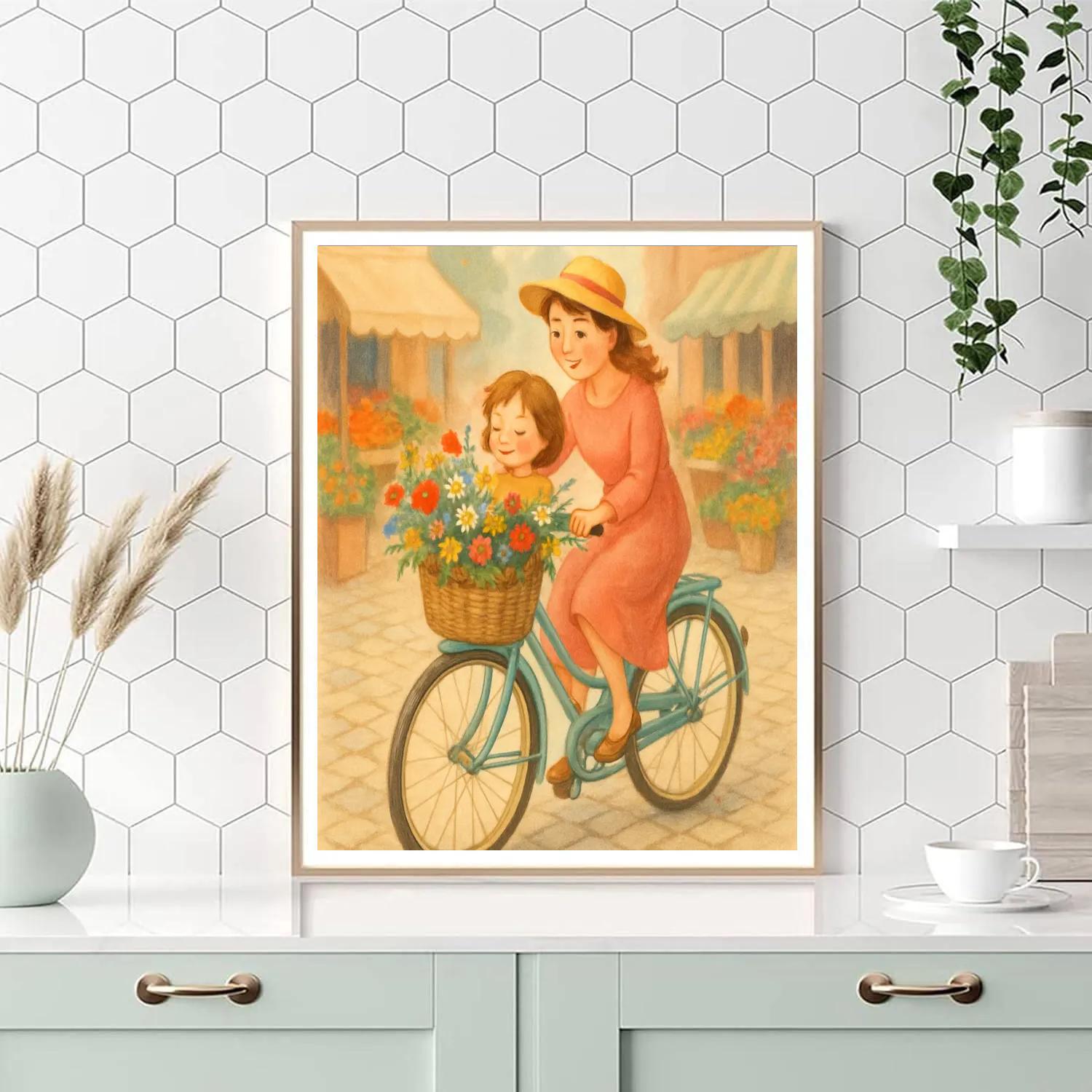 Bicycle Basket Flower Run Painting by numbers kit