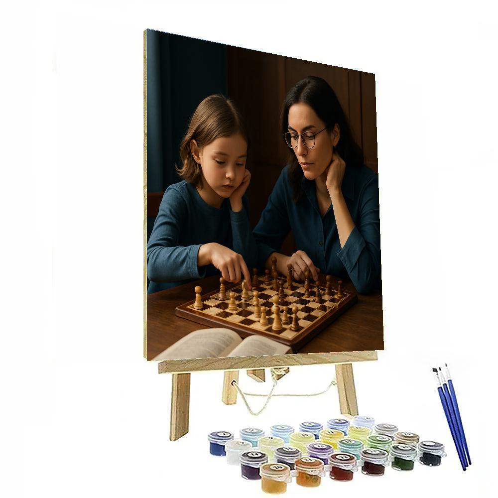Mother Teaching Chess Painting by numbers kit