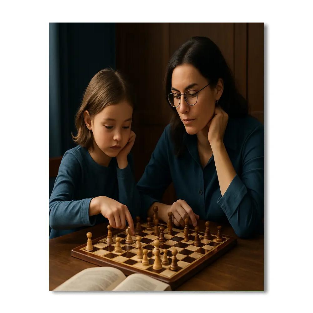 Mother Teaching Chess Painting by numbers kit