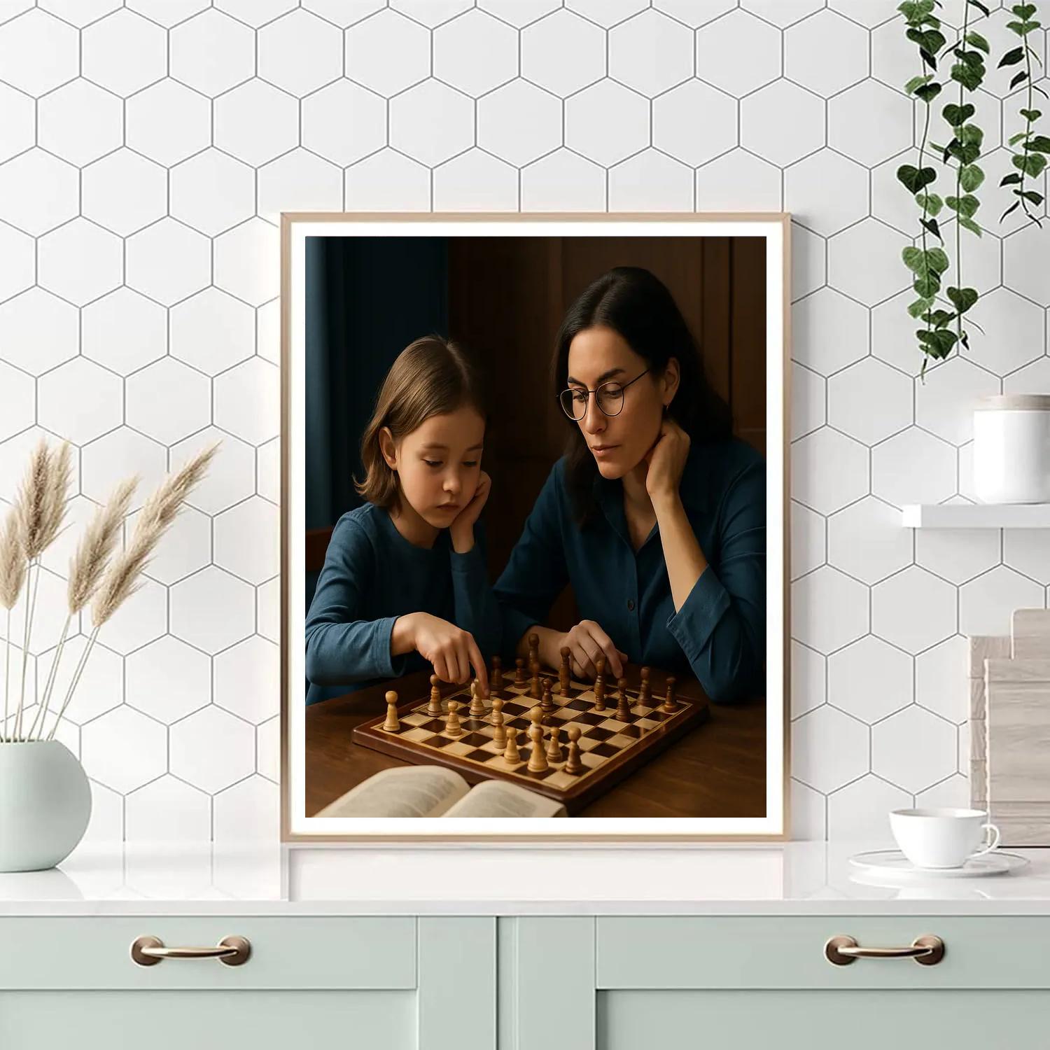 Mother Teaching Chess Painting by numbers kit