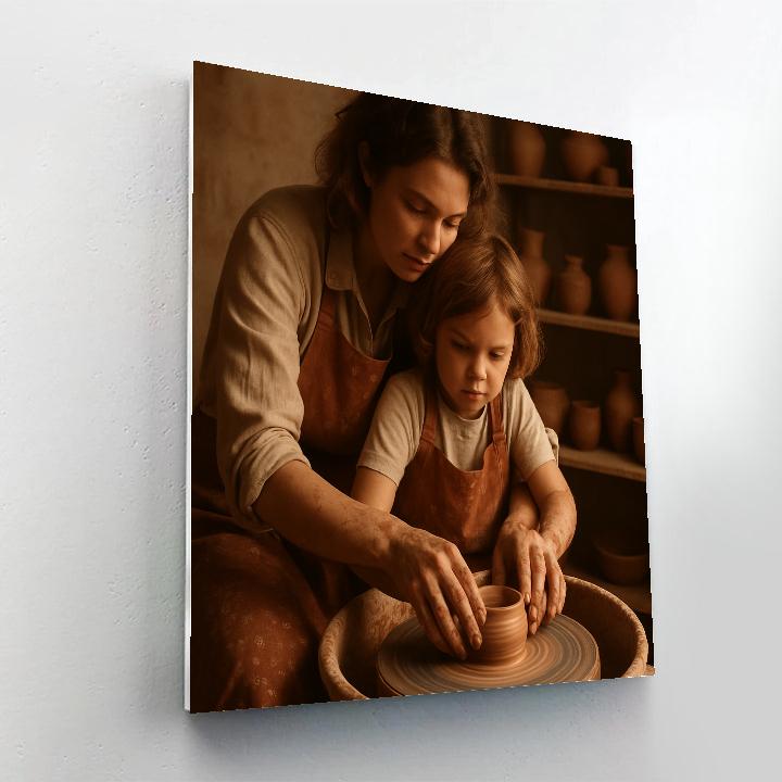 Mother Guiding Pottery Wheel Paint by numbers art