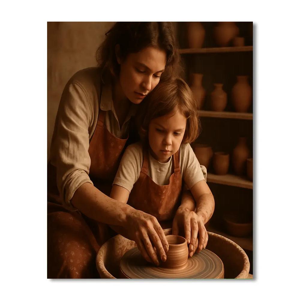 Mother Guiding Pottery Wheel Paint by numbers art