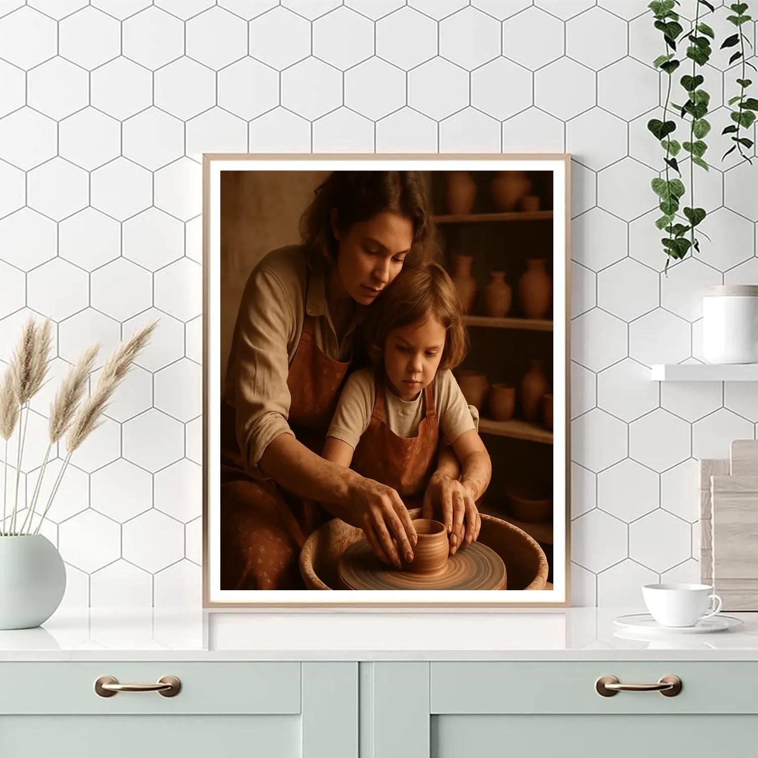 Mother Guiding Pottery Wheel Paint by numbers art