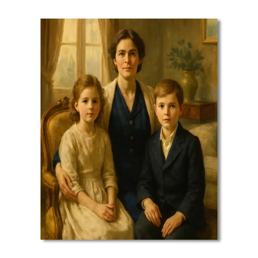 Siblings With Mother In Family Portrait DIY paint by numbers