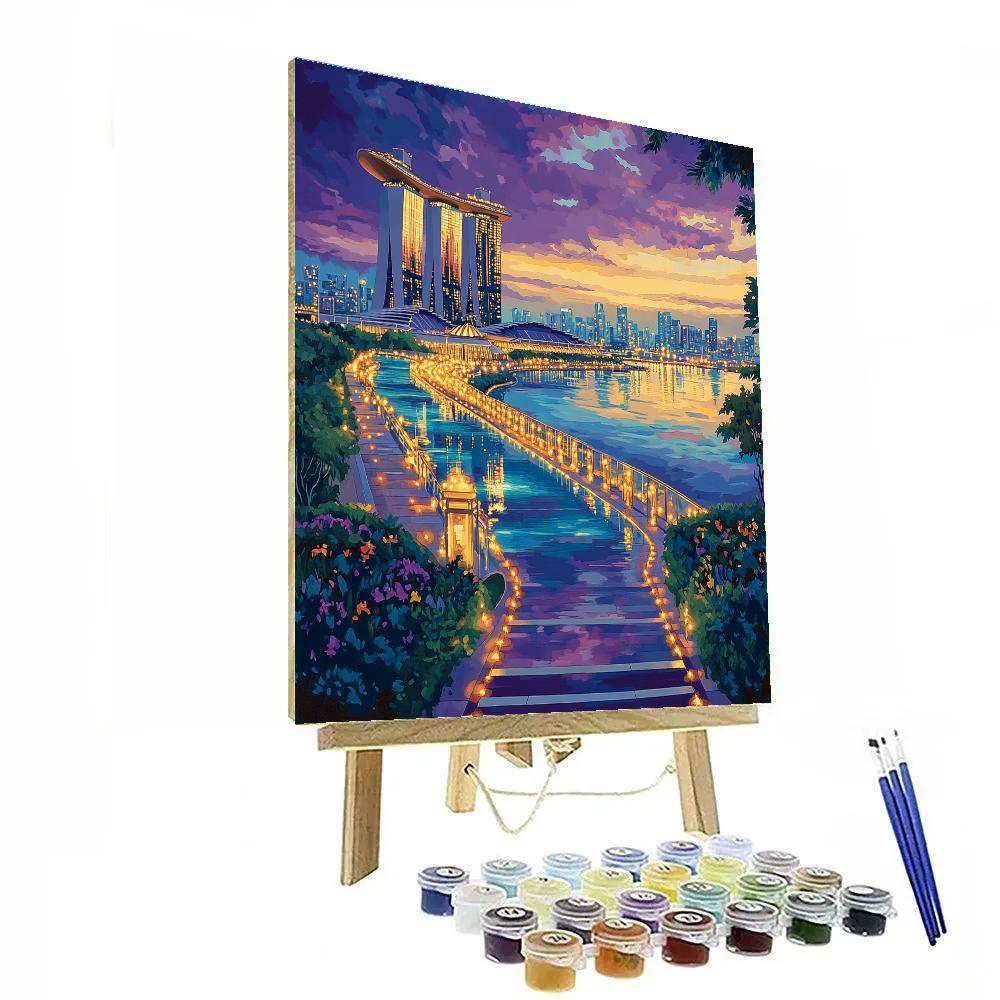 Marina Bay Sands Skyline At Dusk Singapore Painting by numbers kit