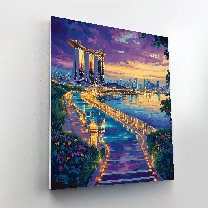Marina Bay Sands Skyline At Dusk Singapore Painting by numbers kit