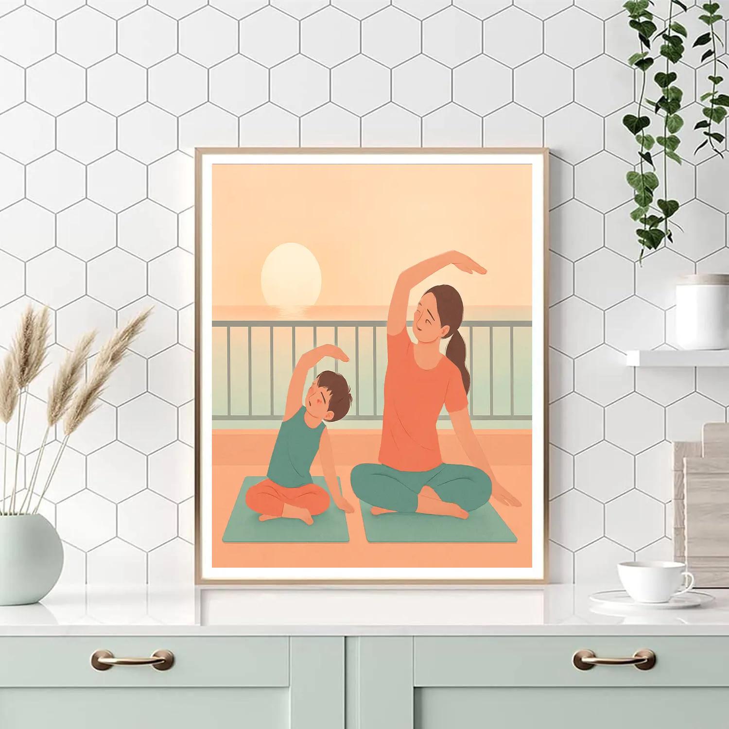 Sunrise Yoga Stretch Together painting number kit