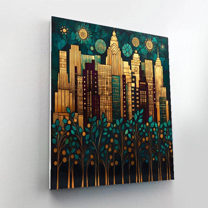 Gustav Klimt Inspired Cityscape At Dusk Paint by numbers kits