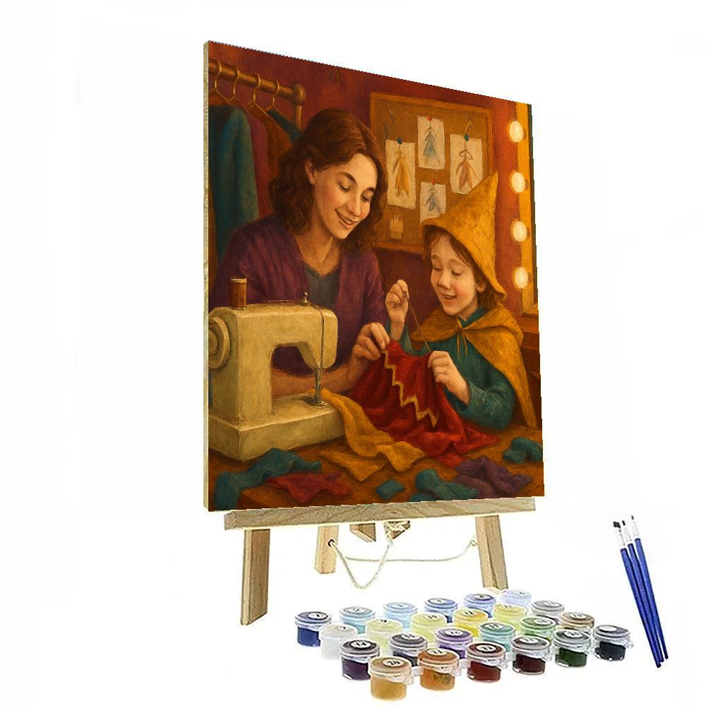Mother And Child Sewing Costume Number painting