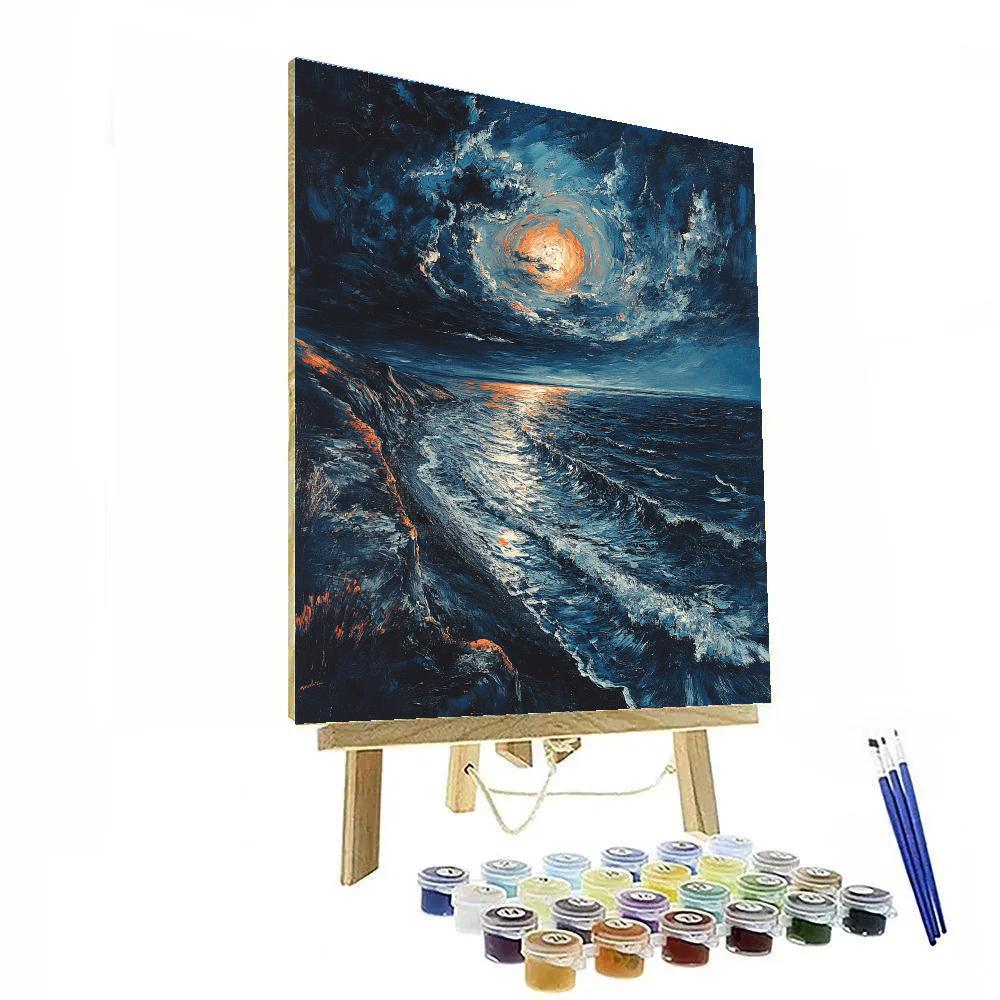 Edvard Munch Inspired Stormy Shore paint by number