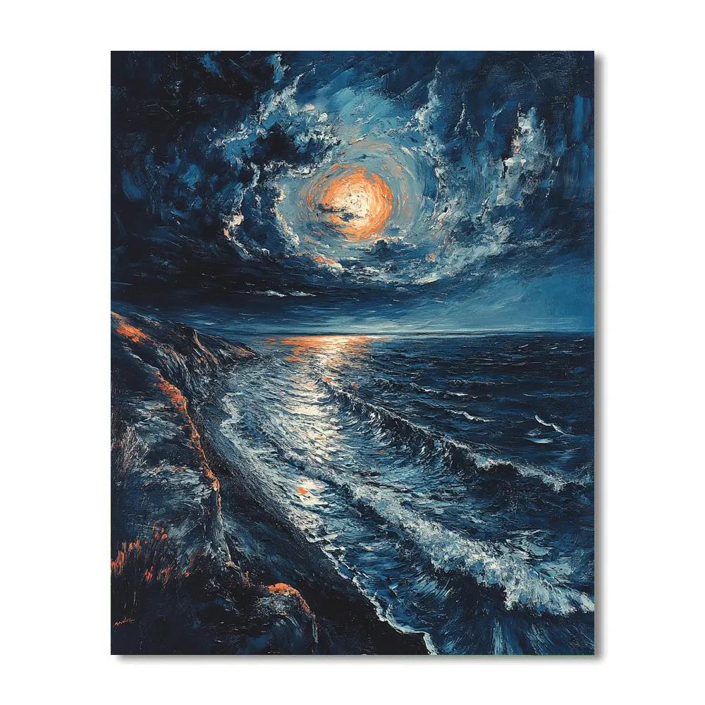 Edvard Munch Inspired Stormy Shore paint by number