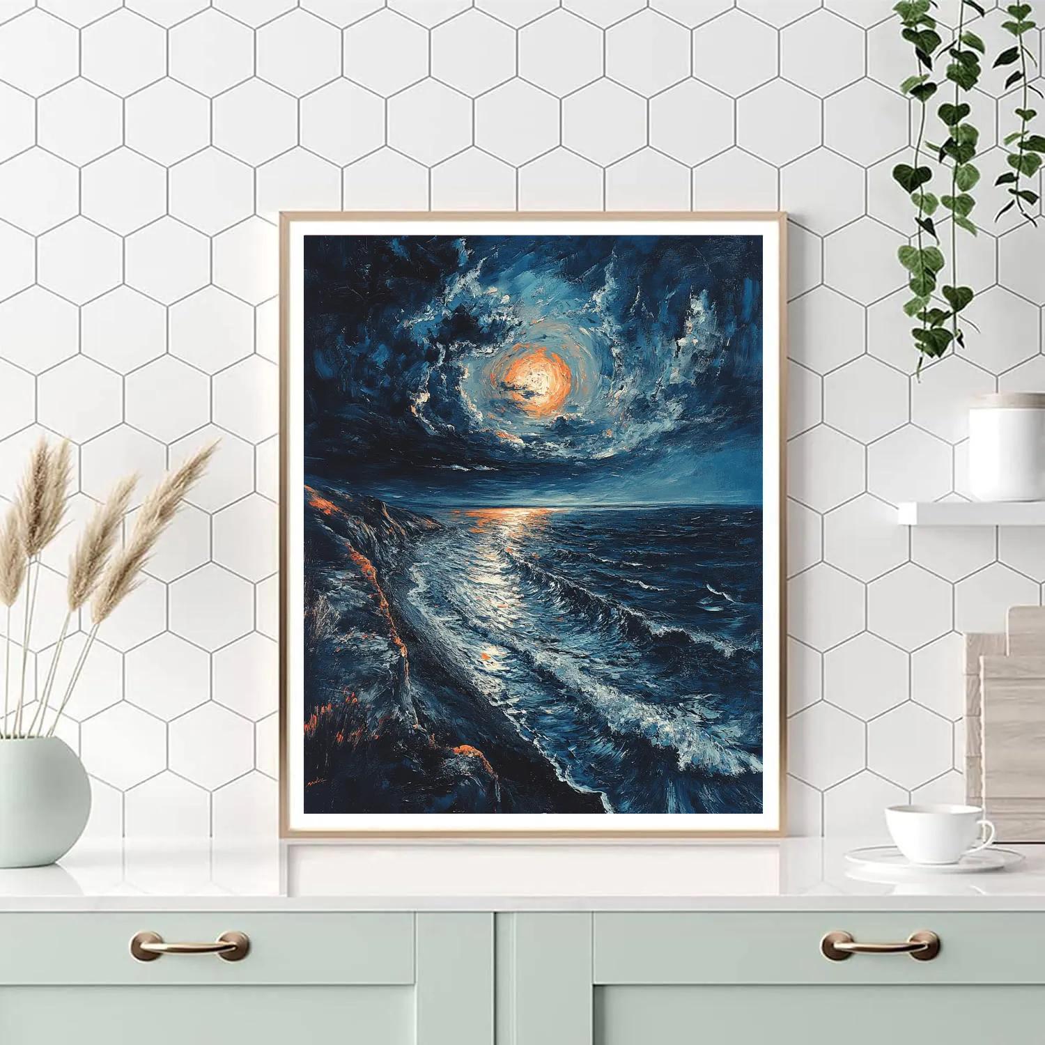 Edvard Munch Inspired Stormy Shore paint by number