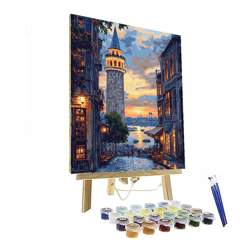 Galata Tower View Istanbul Turkey paint by color