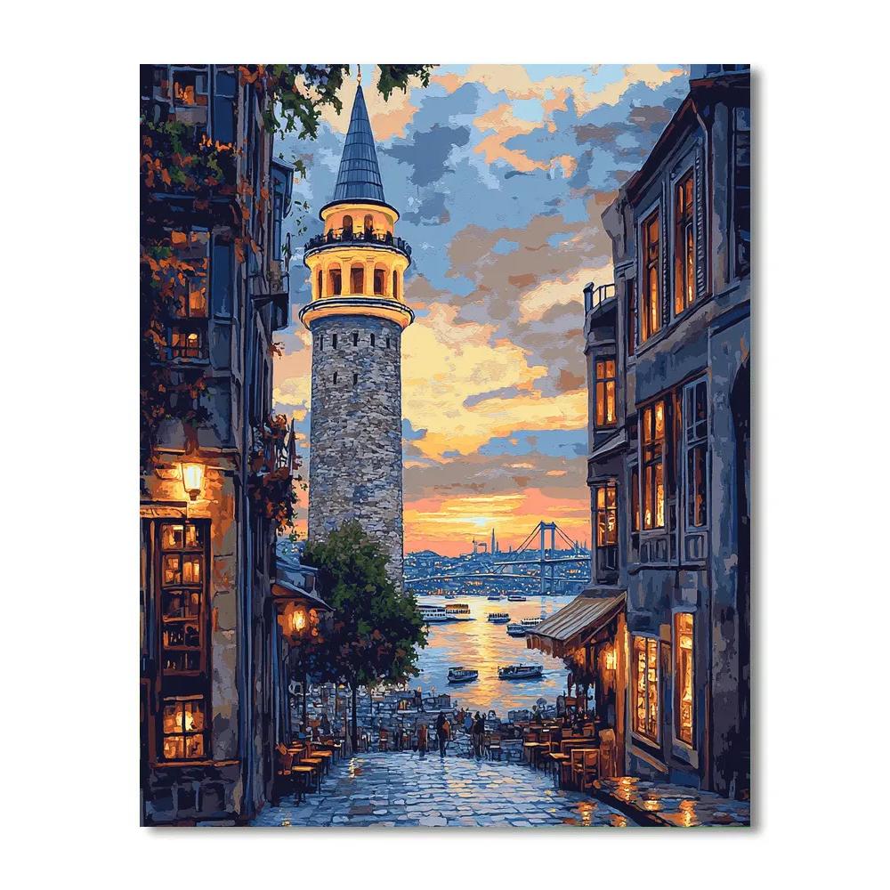 Galata Tower View Istanbul Turkey paint by color
