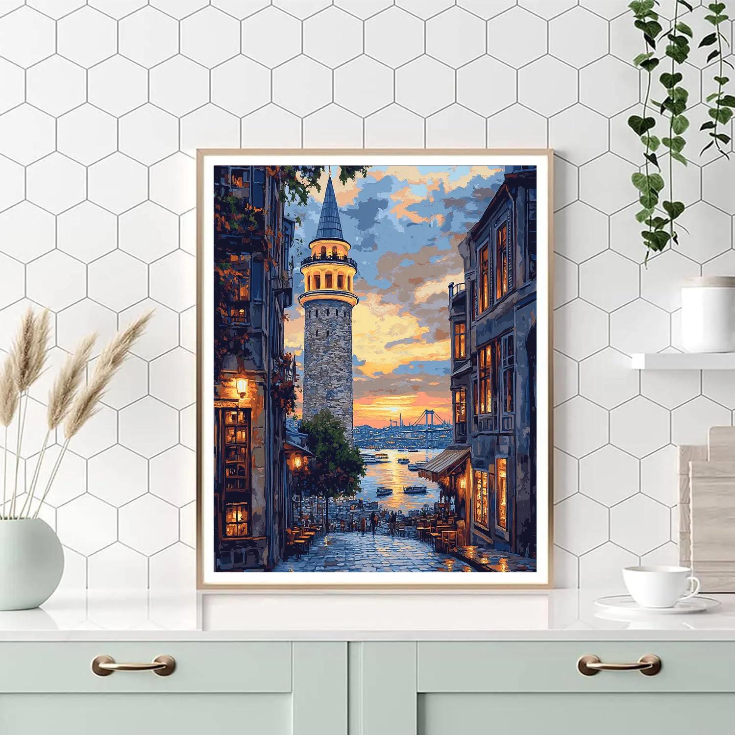 Galata Tower View Istanbul Turkey paint by color