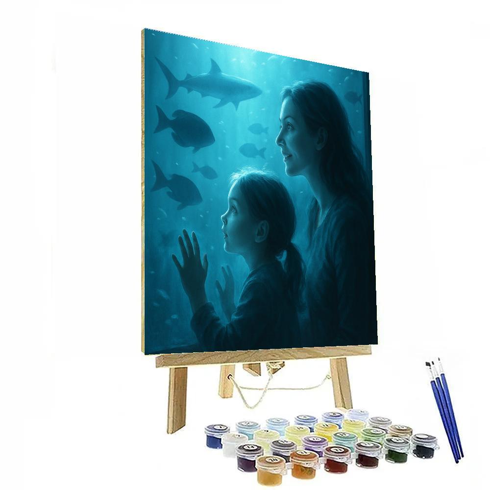 Mother And Child At Aquarium Window paint by number