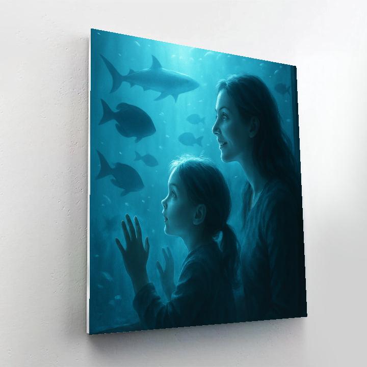 Mother And Child At Aquarium Window paint by number