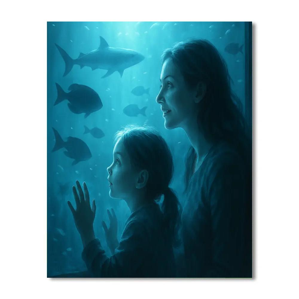 Mother And Child At Aquarium Window paint by number