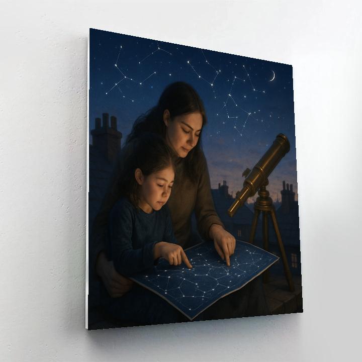 Mother And Child Stargazing With Map paint by numbers