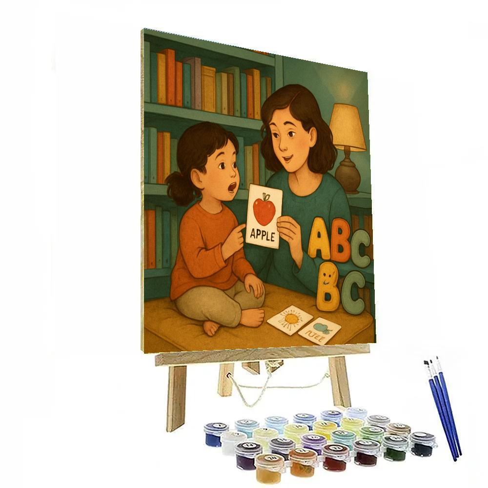 Mother Teaching Language Through Books painting number kit