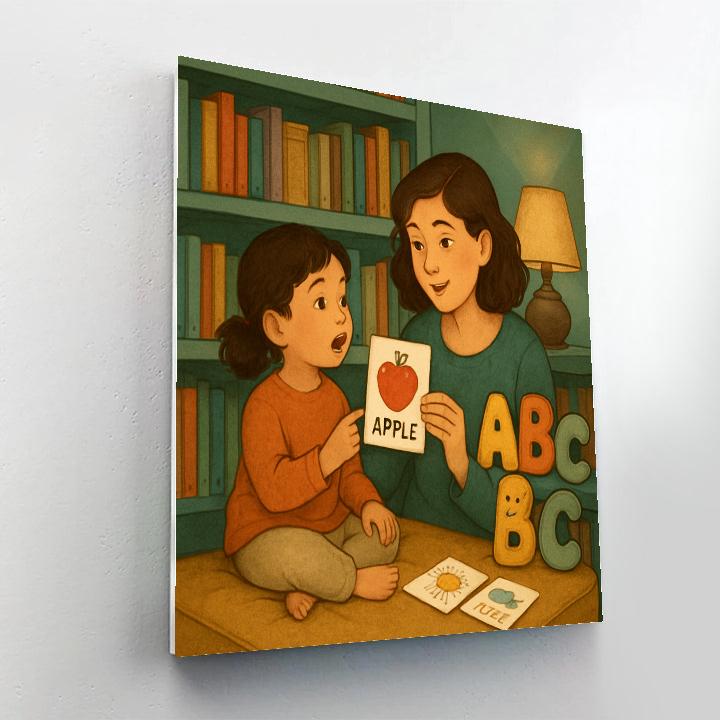Mother Teaching Language Through Books painting number kit