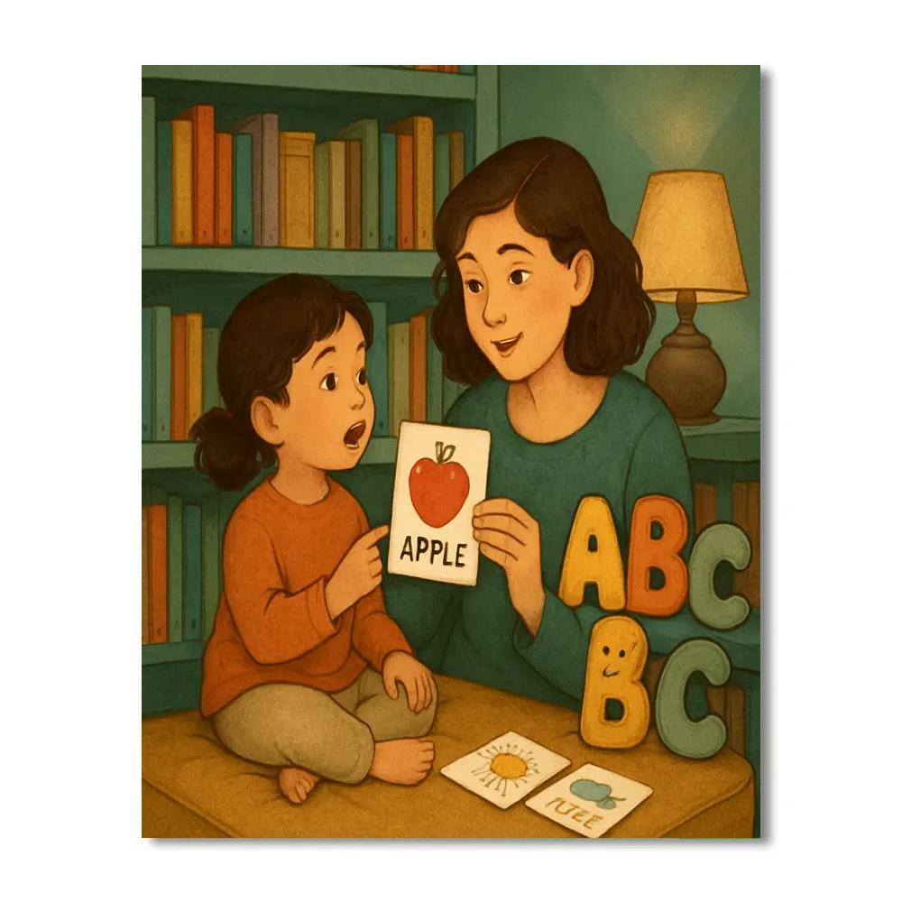 Mother Teaching Language Through Books painting number kit