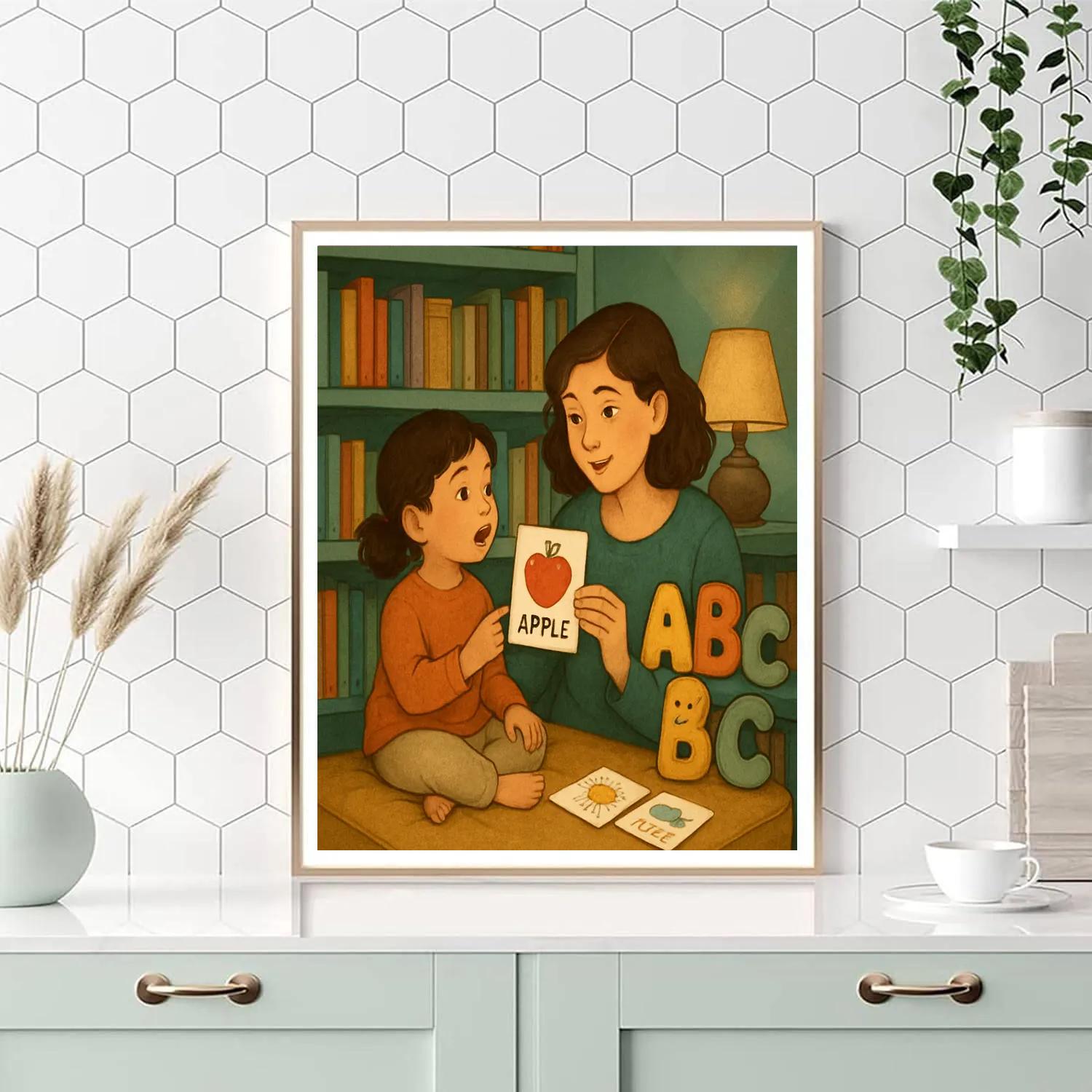 Mother Teaching Language Through Books painting number kit
