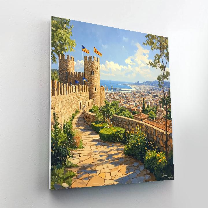 Hilltop View From Montjuic Castle Barcelona Spain DIY paint by numbers