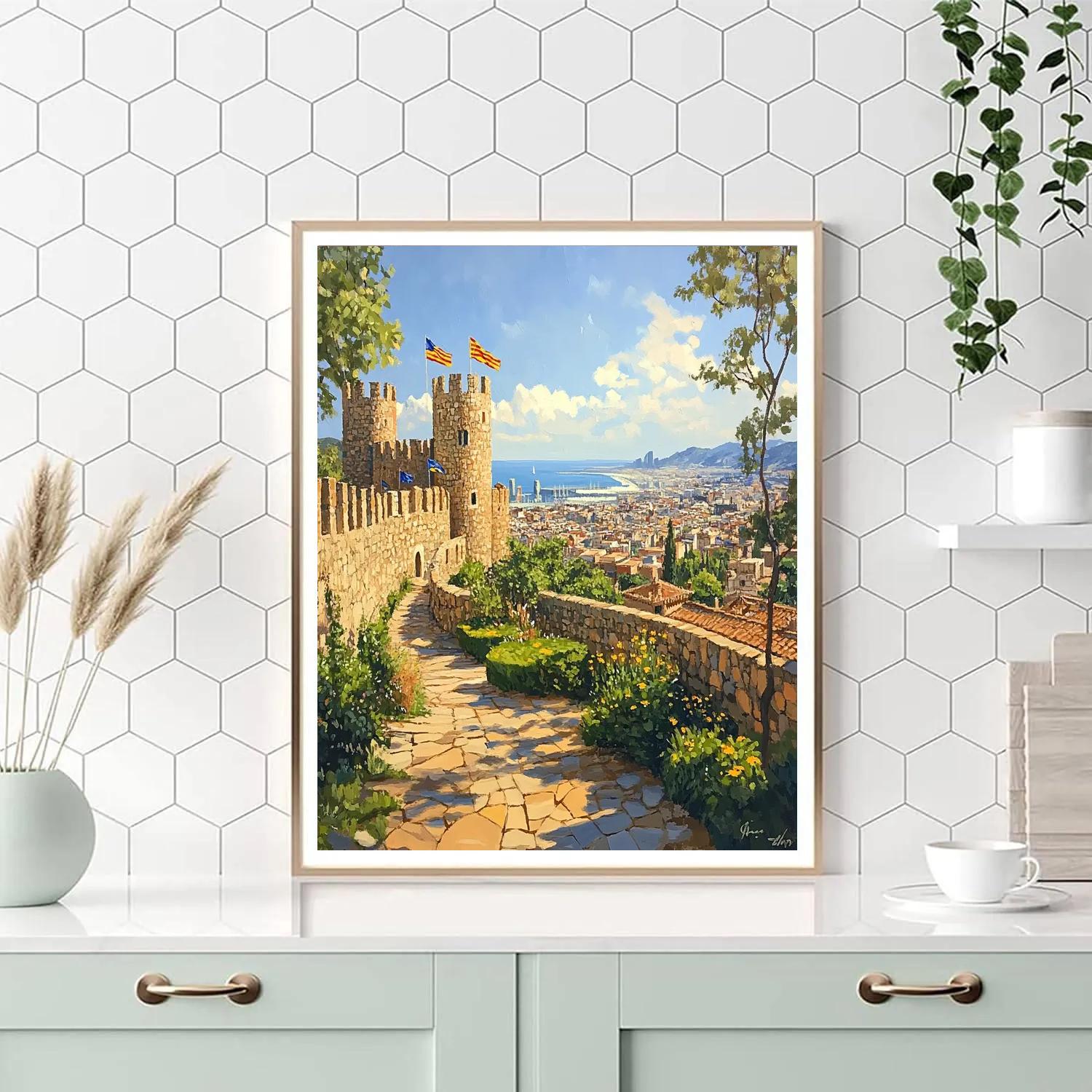 Hilltop View From Montjuic Castle Barcelona Spain DIY paint by numbers