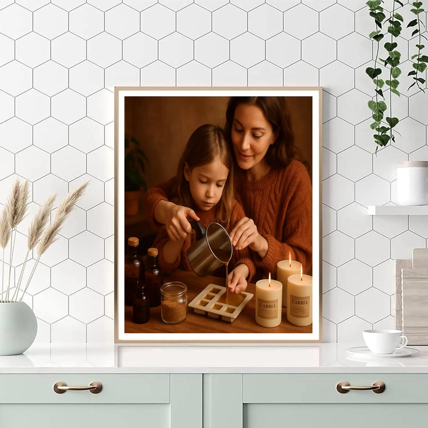 Mother And Child Candle Making Number painting