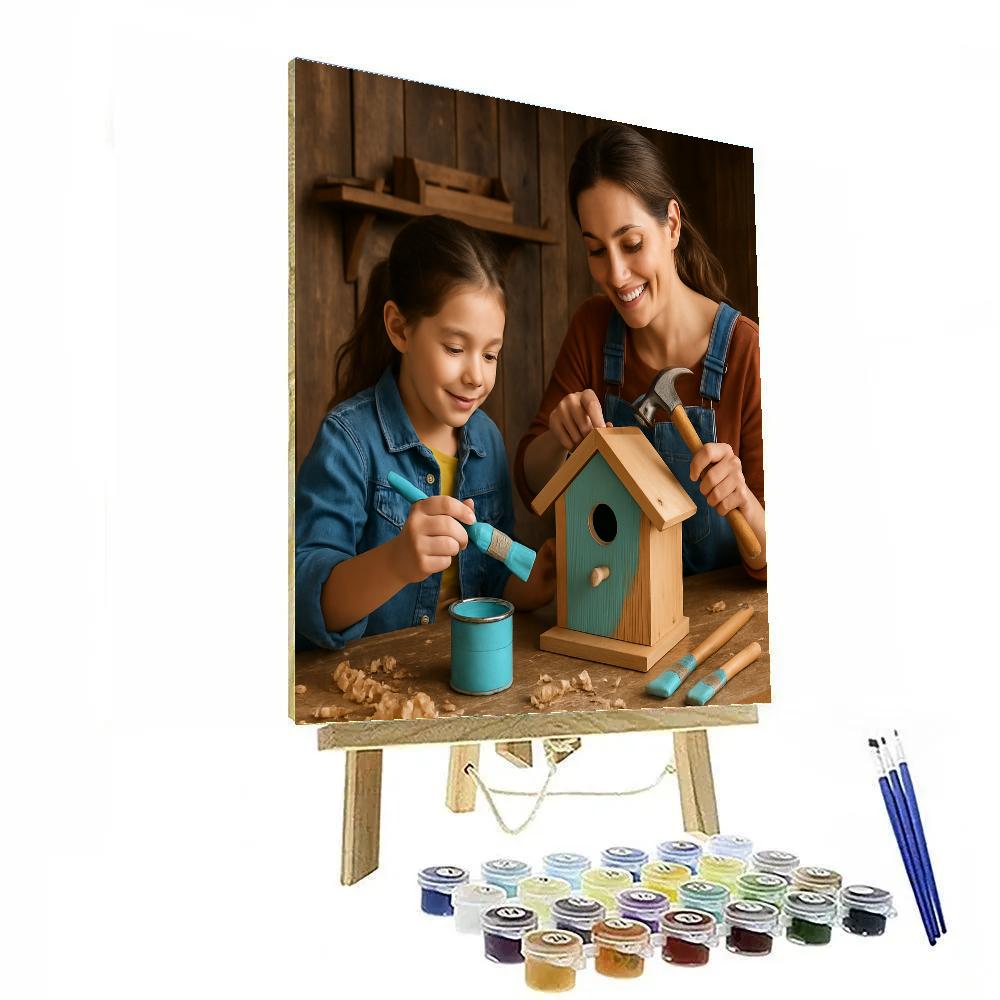 Mother And Child Birdhouse Building painting number kit
