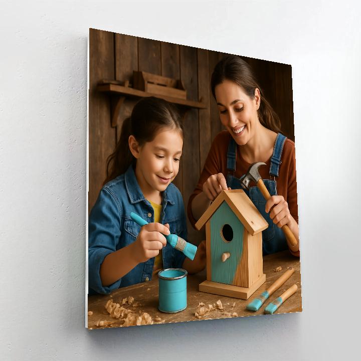 Mother And Child Birdhouse Building painting number kit
