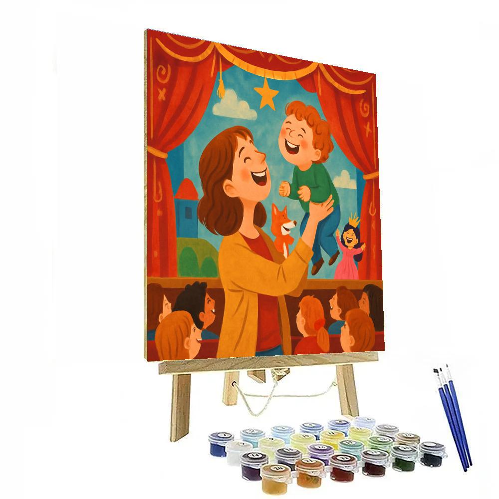 Mother And Child At Puppet Show Numbered painting kits