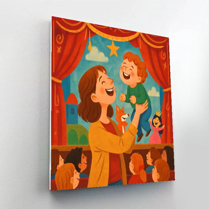 Mother And Child At Puppet Show Numbered painting kits