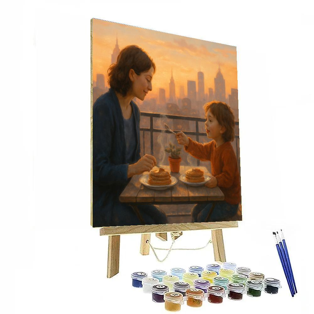 Rooftop Sunrise Breakfast Numbered painting kits
