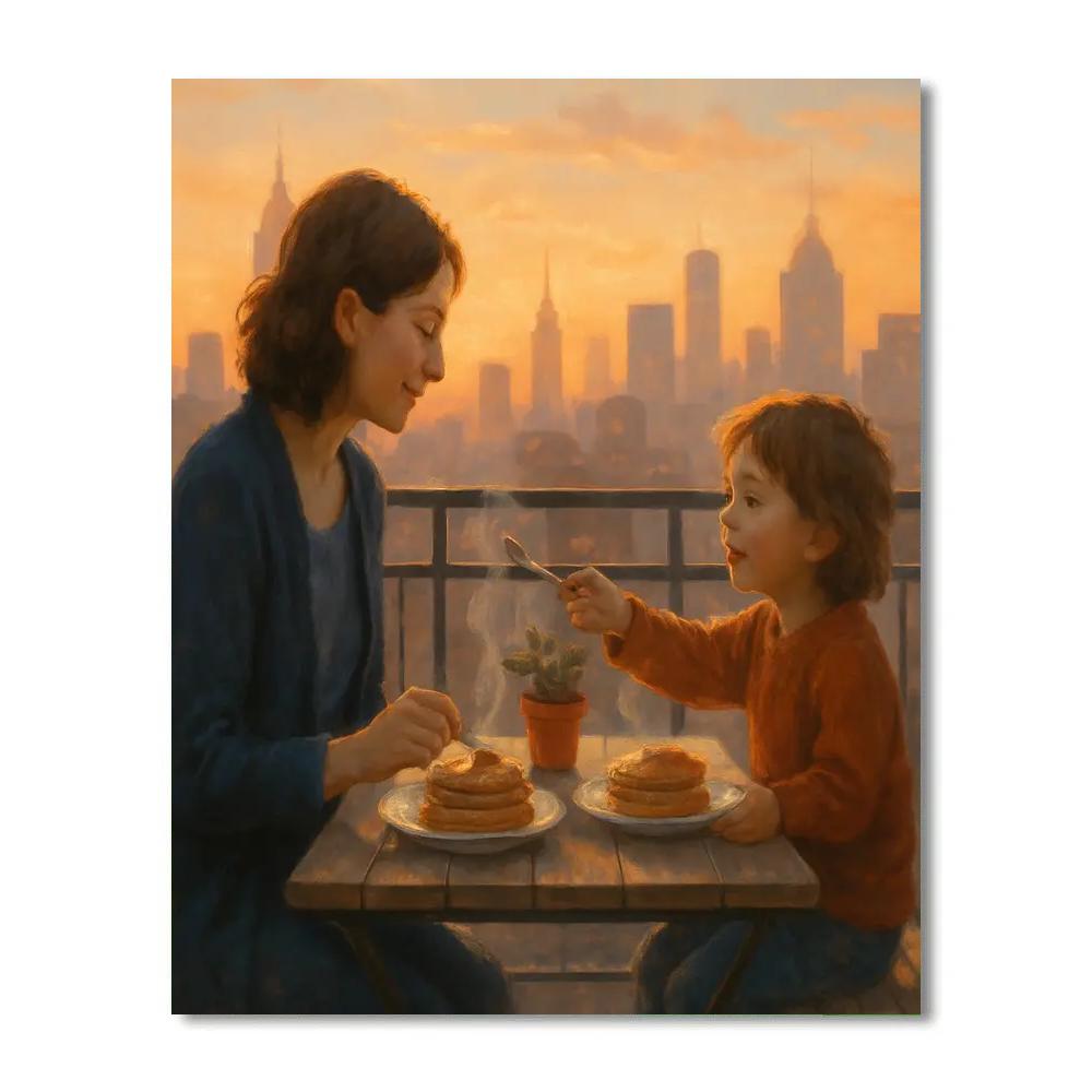 Rooftop Sunrise Breakfast Numbered painting kits