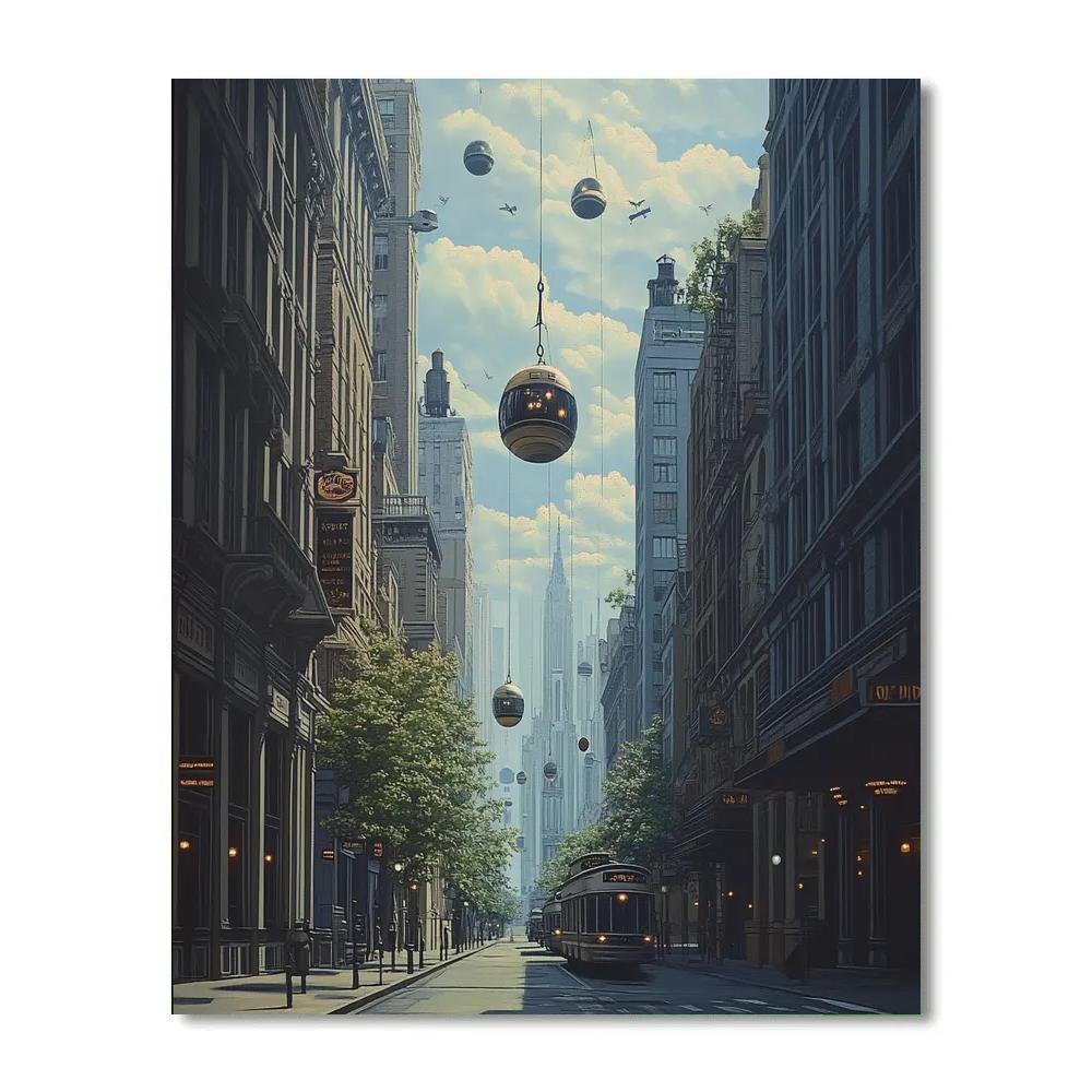 Magritte Inspired Silent Street Painting by numbers kit