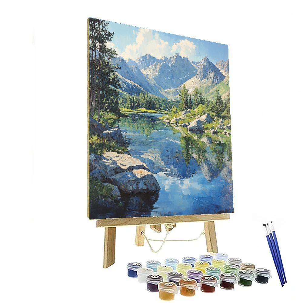 Gustave Courbet Inspired Mountain Lake painting number kit
