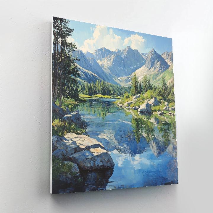 Gustave Courbet Inspired Mountain Lake painting number kit