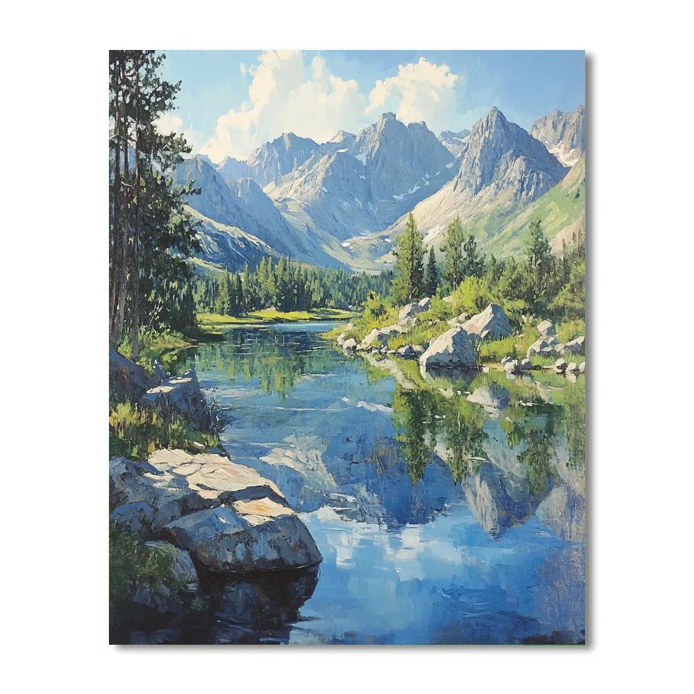 Gustave Courbet Inspired Mountain Lake painting number kit